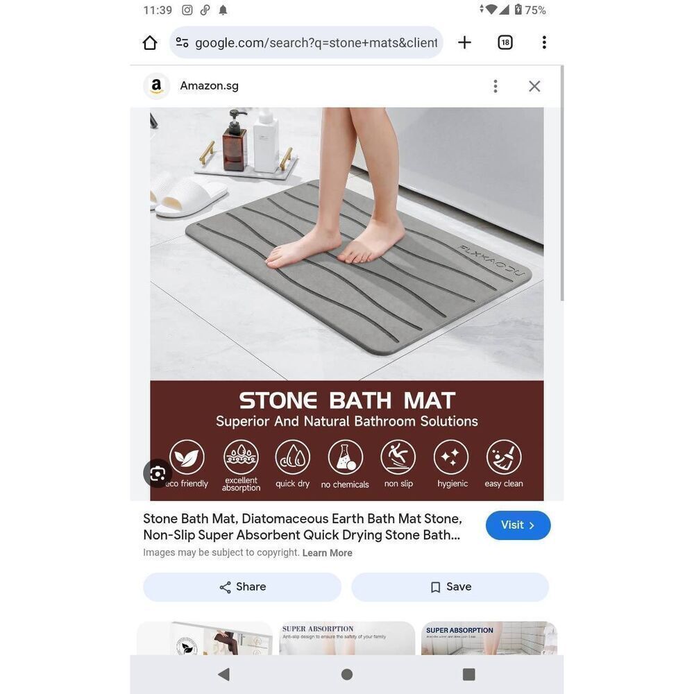 Stone Quick dry diatomaceous earth nonslip bath mat